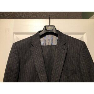Next men's gray striped 100%wool 2pc suit size: 44L pants: 38/31